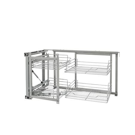 Rev-A-Shelf Steel, Silver, 39 in W, 21.39 in H, 20.12 in L, Silver 5707-18CR